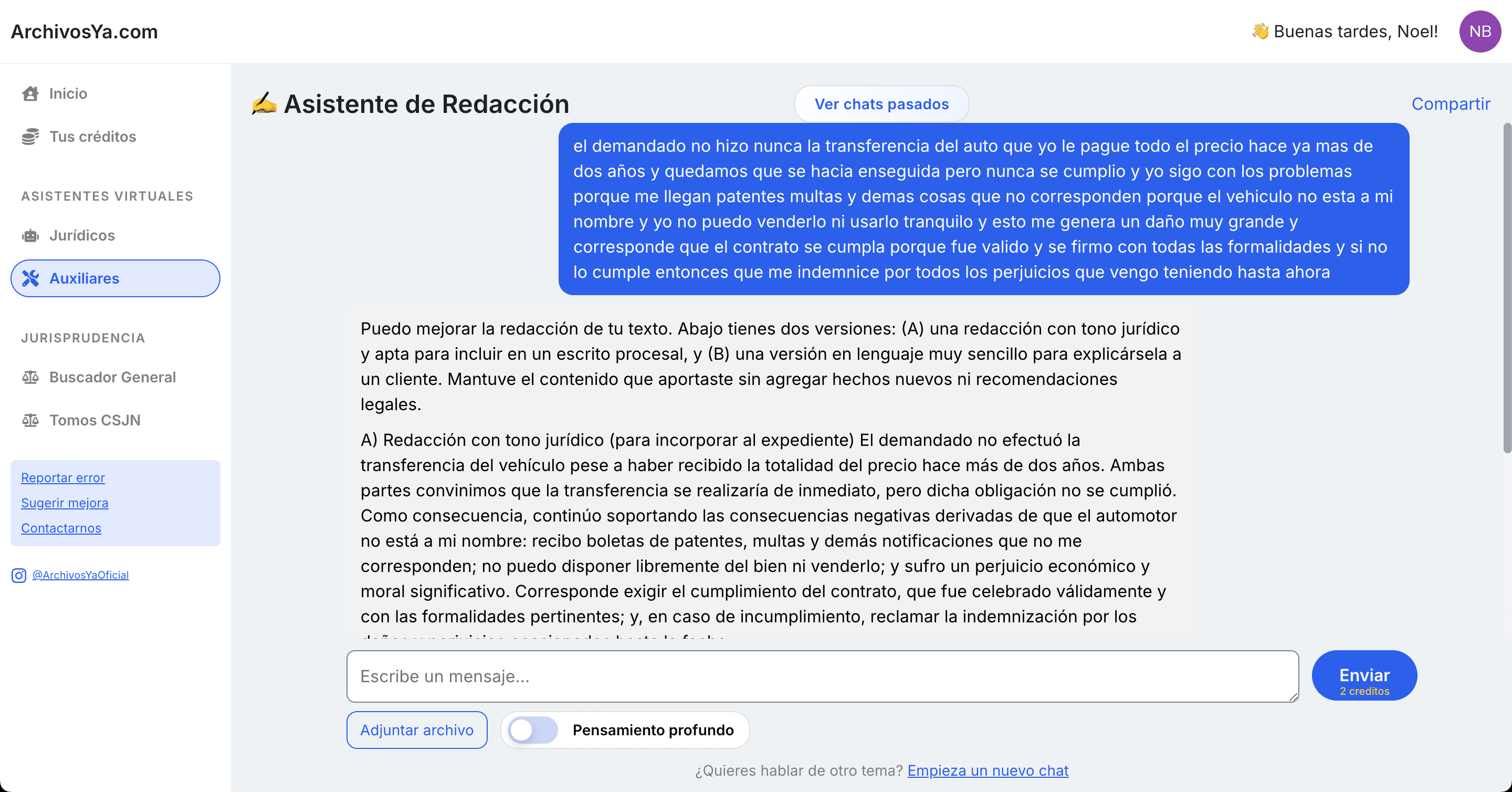 Panel con diferentes asistentes auxiliares