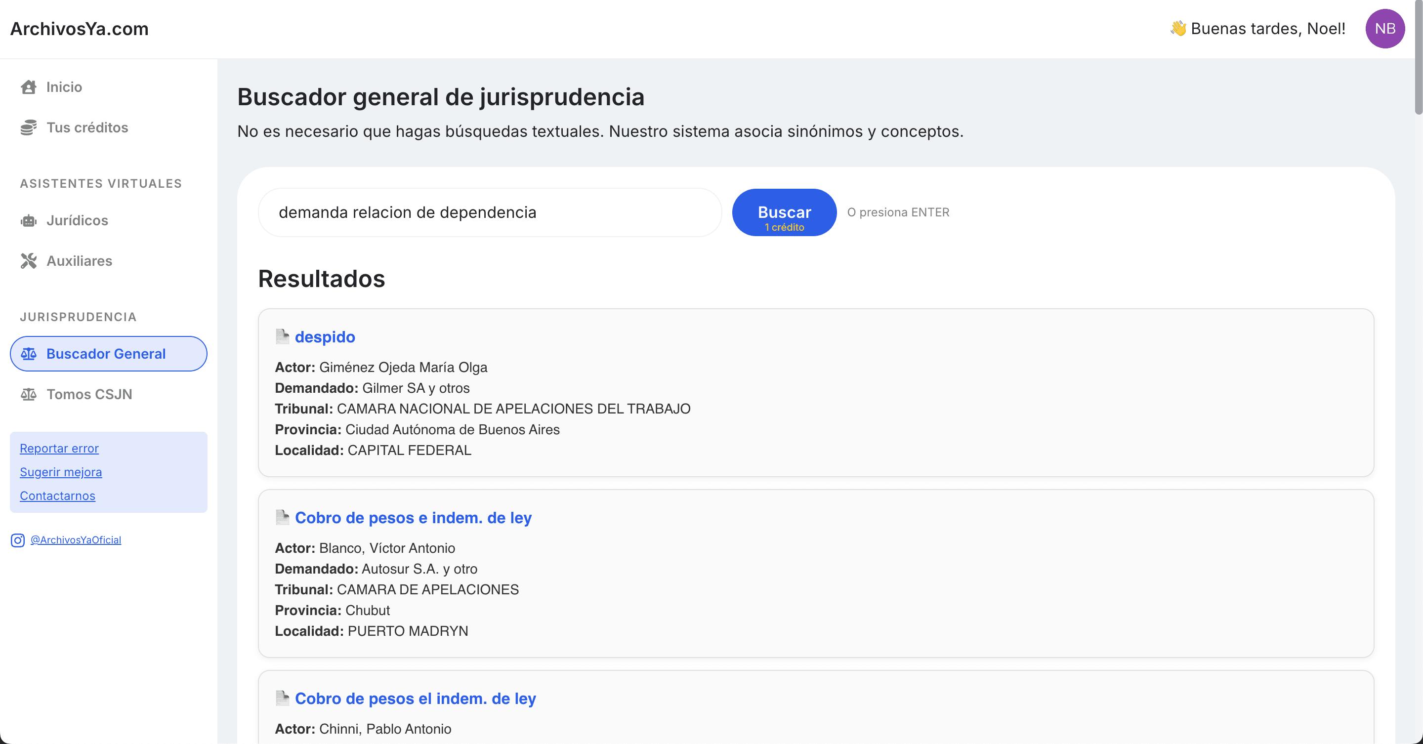 Detalle de un fallo dentro del Buscador