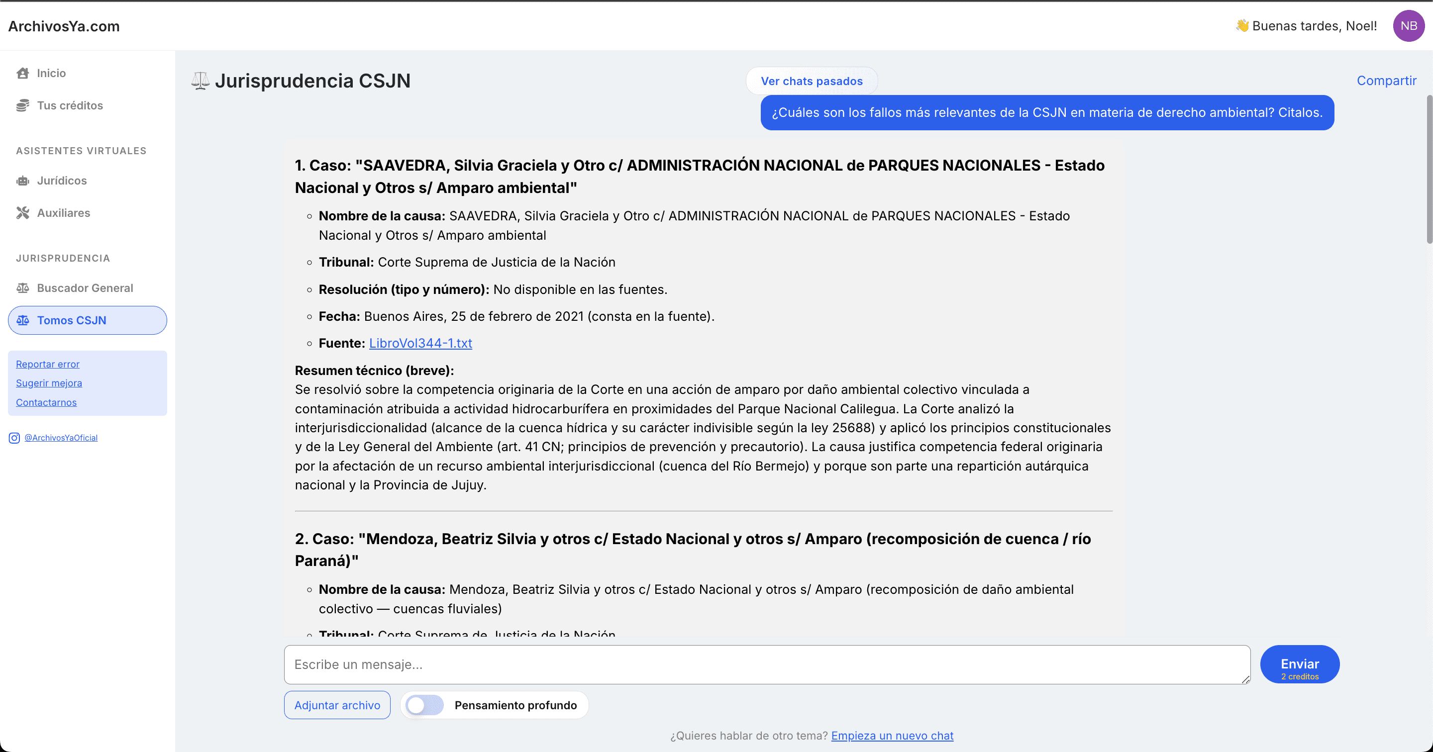 Listado de asistentes especializados en la CSJN