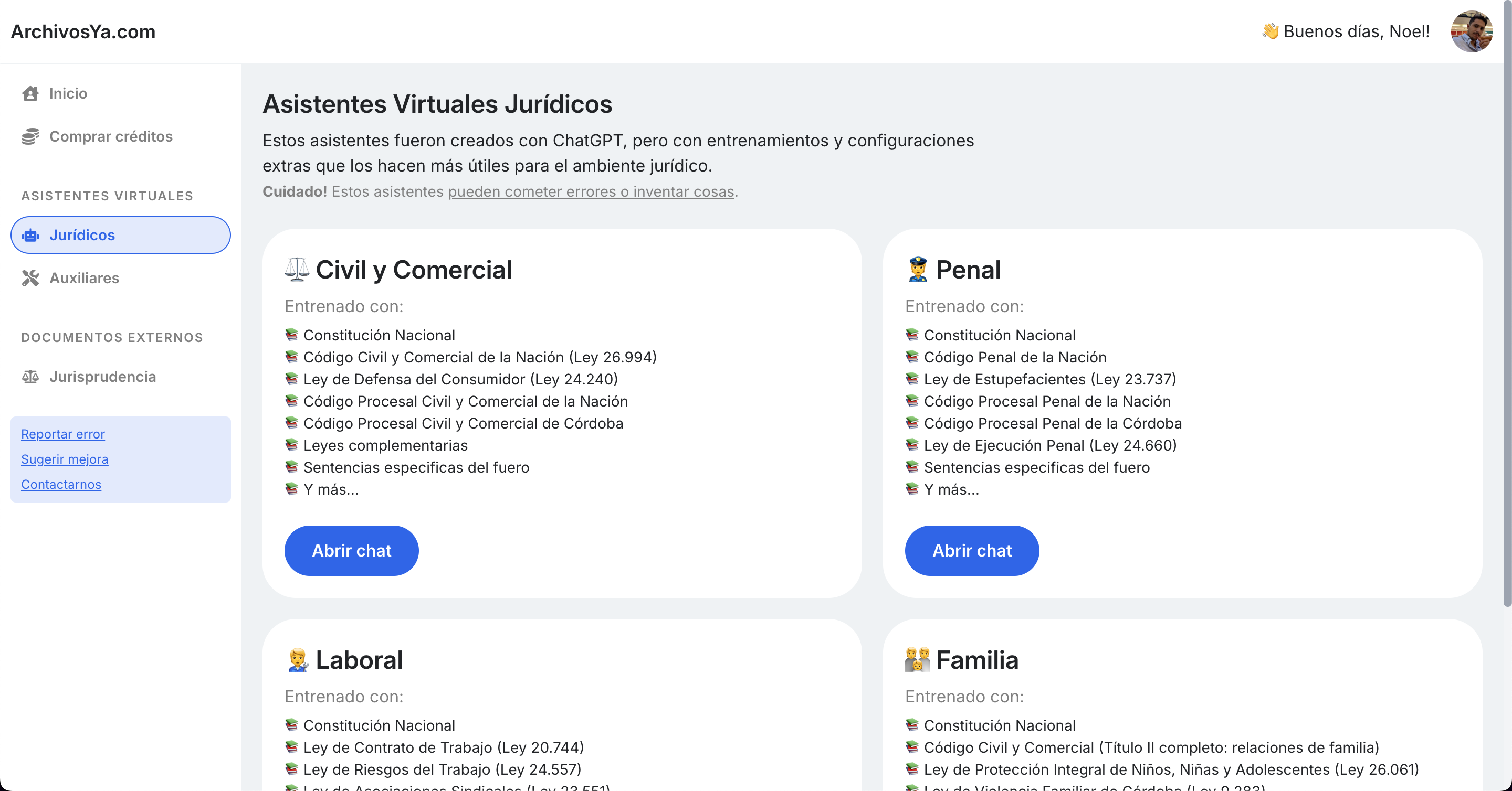 Captura de pantalla de asistentes juridicos